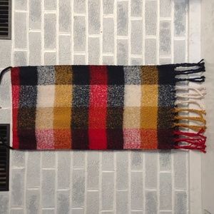 R Fashion Women's Multicolored Squared Buffalo Check Chunky Scarf with Fringe